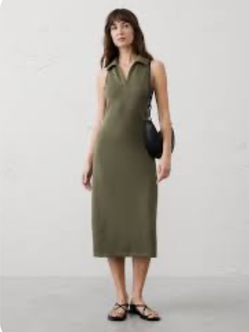 Timing Sage Sleeveless Ribbed Midi Dress. Sz L